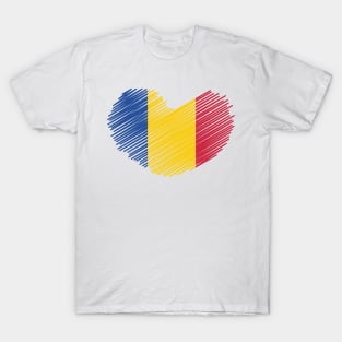 Romania Heart Flag Design T-Shirt